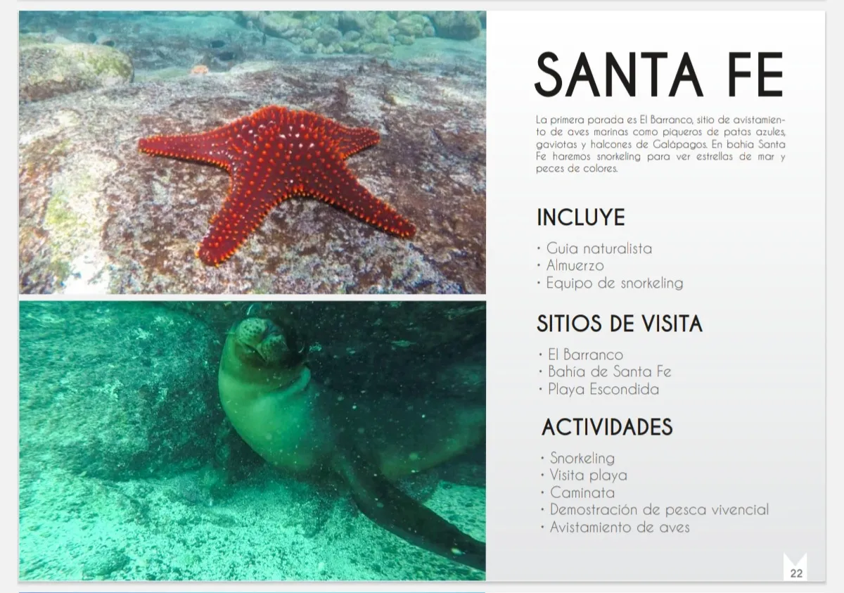 Vista de Isla Santa Fe, Galápagos - Tour de Snorkeling